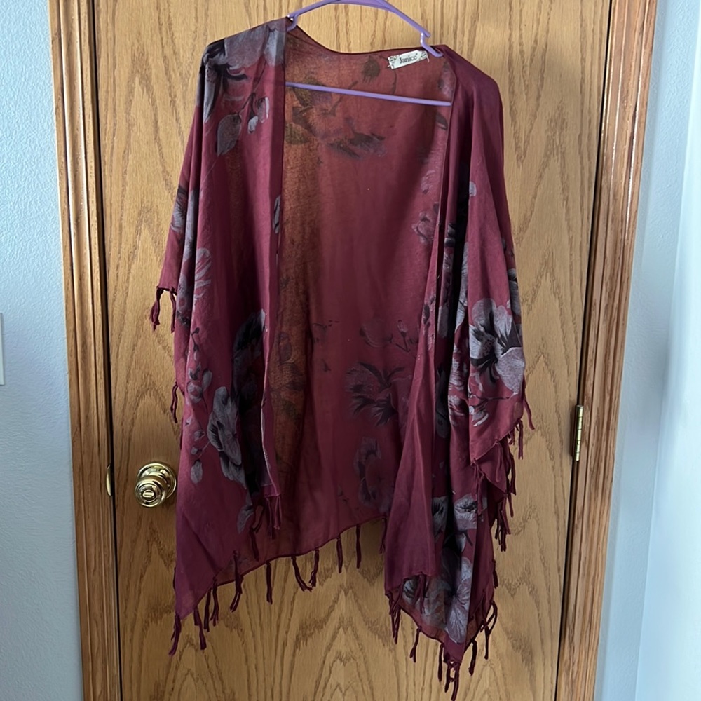 Maroon floral shawl